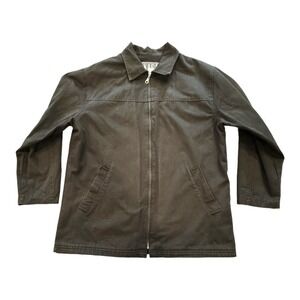 Saga Vintage Made In USA Black Collared Full Zip Up Bomber Jacket M‎ 100% Cotton